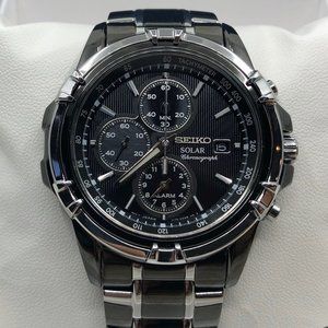 Seiko Solar Alarm Chronograph Black Men's Watch SSC143